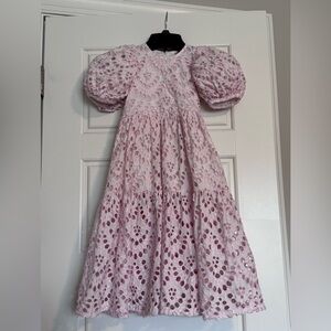 Caroline Bosmans White & Pale Pink Eyelet Layered Princess Dress - Sz 6